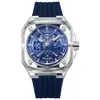 Relógio Masculino Transparente Moda Quadrado Vazado Fabricante Original Comércio Exterior High-End Casual Quartzo Silicone