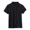 Novas Roupas de Verão 2026 Estilo Coreano Cardigã Ol para o Trabalho com Gola Camiseta Feminina Tamanho Grande Slim Fit Camisa Feminina 6705