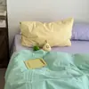 26Daidai Verde Riscas estilo blogger 100% algodão amigo da pele conjunto de cama de quatro peças, conjunto de três peças fresco e simples