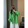 100% Linho! Primavera/Verão 2026 Estilo Casual Relaxado e Versátil Camisa de Linho Respirável Gola de Lapela Cor Sólida Manga Longa para Mulheres