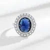 Anillo Colgante Pendientes de Zafiro Juego de Tres Piezas Tanzanita Elegante Europeo y Americano Lujo Accesible Colgante para Mujer Joyería Versátil