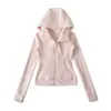 Ry25249-25 Nuevo Estilo de Invierno Estilo Europeo y Americano Terciopelo Austriaco Engrosado Delgado Sudadera con Capucha y Cremallera para Yoga
