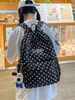 Mochila de Lunares de Alto Valor Estético para Mujer Modelo Nuevo 2026 Mochila Escolar de Gran Capacidad para Estudiantes de Secundaria y Preparatoria Estudiantes Universitarios Mochila para el Trabajo