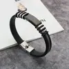 Pulseira de couro e aço inoxidável personalizada vintage atacado para mulheres homens joias