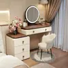 Tocador de almacenamiento para apartamento pequeño integrado en dormitorio estilo crema para habitación de alquiler de celebridad de internet tocador mesa de maquillaje mesita de noche