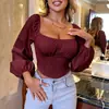 Moda Sexy Elegante de Color Sólido Ajustado de Manga Larga Camiseta para Mujer Y2 Transfronteriza Europea y Americana 2026 Amazon