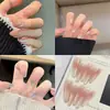 Cuentas de Vidrio Nude Hechas a Mano Completamente Ins Extraíble Uñas Portátiles Hechas a Mano Degradado de Polvo Nude Blanqueamiento Suave Estilo Corto