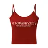 Puro Desejo Estilo Vermelho Carta Camisole Mulheres Verão Exterior Wear Slim-fit Americano Doce Hot Girl Short Sleeveless Small Top
