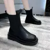 Botas Martin para mujer, nueva colección otoño/invierno 2026, botas versátiles de suela gruesa, estilo británico, efecto adelgazante, botines Chelsea de media pantorrilla con tacones gruesos