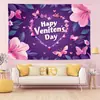 Tapiz Popular Transfronterizo Forma de Corazón Rosa Serie Día de San Valentín Decoración Colgante de Pared para Dormitorio Mesita de Noche Sala de Estar Tela de Fondo