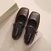 Zapatos planos de tacón bajo con punta cuadrada de temperamento para mujer 2026 nuevos de primavera y otoño retro francés Mary Jane zapatos pequeños de cuero de boca poco profunda para el trabajo