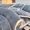 Juego de ropa de cama de cuatro piezas de coralina de invierno, funda de edredón de forro polar de doble cara, sábana bajera y ropa de cama de franela engrosada