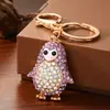 Llavero colgante de pingüino con diamantes de imitación, diseño único, lindo, para coche, un pequeño regalo para novia o mejor amiga
