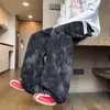 Calça Corduroy Tie-dye da Moda Masculina Primavera Outono Inverno Plus Velvet Espessada Solta Perna Reta Esportiva Perna Larga Casual Longa
