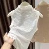 Processamento PersonalizadoYanzhiban Blusa Regata de Renda com Gola Alta, Sem Mangas, Slim Fit, com Bordas Franzidas, Fonte OEM/ODM