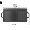 Plancha para Barbacoa de Hierro Fundido para Exteriores, Sartén para Acampar, Plancha Doble Cara para Barbacoa sin Recubrimiento, Plancha Rectangular para Pescado con Dos Asas 202