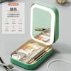 Espejo de Maquillaje Portátil con Luz para Mujeres para Llevar, Espejo Pequeño Apilable Estilo Ins Caja LED para Estudiantes de Dormitorio