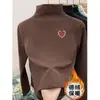 Camiseta Interior de Terciopelo para Niñas con Cuello Semi Alto para Niños Estilo Occidental Otoño e Invierno Terciopelo Top Versátil para Niñas