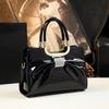Moda Europeia e Americana Nova Primavera/Verão 2026 Bolsa de Ombro/Transversal de Couro Genuíno com Laço para Mães de Meia-Idade, Item Mais Vendido