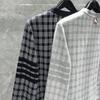 TIME BREATHE TB Cardigan de Tricô Xadrez Outono/Primavera Novo Quatro Listras Casual Botão Jaqueta de Tricô