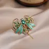 Nova Broche de Libélula Verde Refinada de Gotejamento de Óleo Transfronteiriço Broche de Corsage de Inseto Esmeralda de Luxo Leve de Alta Qualidade