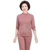 Conjunto de ropa interior térmica de fuente directa para otoño e invierno para mujeres de mediana edad y mayores, forrado de polar, talla grande, ropa interior térmica catiónica para madres mayores, entrega en invierno