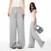 Calça de moletom larga estilo retrô de quadra com cintura de múltiplos botões, cintura elástica, projetada para primavera e outono, solta e com bom caimento, unissex