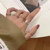Anillo Sencillo Geométrico Plano Europeo y Americano Anillo de Diseño Nicho Ins para Mujer Moda Hueco Juego de Cinco Piezas para Mujer