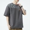 Camiseta de manga corta para hombre, camiseta de verano de marca de moda americana con estampado para parejas, top informal holgado de media manga con combinación de varias telas a la moda.