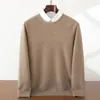 25 Anos Novo Outono e Inverno Cashmere Ponto Abacaxi Gola Redonda Tricô Manga Longa Masculino Cor Sólida Macio Ceroso Tricô de Cashmere
