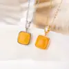 Colgante de Plata S925 Sterling Plateado Bañado en Oro Cuadrado de Cera de Abeja Azúcar Geométrico Simple Japonés Pequeño y Exquisito de Plata Ciervo