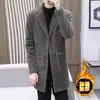 Casaco de lã masculino de inverno de algodão e espessado estilo coreano bonito de comprimento médio casaco de trincheira de pele de mink feminino