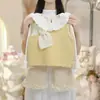 Traje de Otoño para Niñas 2025 Nuevo de Moda Conjunto de Tres Piezas con Chaleco de Punto para Niños Pantalones de Campana Súper Lindos para Bebé Niña