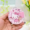 Espelho de Maquiagem Cartoon Pu Fofo Coração de Menina Espelho Redondo Espelho de Maquiagem Portátil Espelho Redondo Pequeno Dupla Face para Meninas