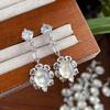Aretes de Calcedonia Blanco Hielo Natural, Colgantes de Calcedonia de Moda, Clavos de Calcedonia Incrustados Chapados en Plata Venta al por Mayor