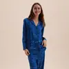 [Céu Estrelado] 2025 Primavera e Verão Novo Design de Alto Padrão Estampado Vestível Terno de Calça de Manga Longa para Casa