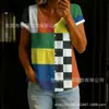 Camisa de Manga Corta con Botones y Estampado de Nuevo Estilo Transfronteriza para Mujer, Elegante y con Estilo para el Trabajo y el Ocio