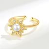 Anillo Giratorio de Girasol con Personalidad de Perla Imitación de Venta Caliente Transfronteriza Anillo de Diseño Nicho para Mujer