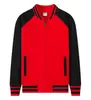 Casaco Moletom Baseball Manga Raglan Zíper Fleece Polare Espesso Cor Dividida para Homens e Mulheres Quente e Confortável Impressível