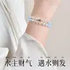 Pulsera estilo montaña Putuo de sándalo verde y cristal de obsidiana con piedra lunar gris y aguamarina, de doble capa para apilar, un regalo para la buena fortuna y la hidratación