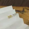 Estilo Japonês e Coreano Luxo Leve Simples Moda Versátil Brincos Dupla Face de Trevo de Amor com Haste de Orelha Titânio Aço Joia Conjunto Estilo Chanel