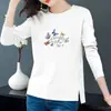 Camiseta de manga larga 100% algodón para mujer 2024 Otoño Nuevo estilo coreano holgada combinable para mujer top casual moda