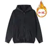 Sudadera con capucha estilo cárdigan Ins Lavada Desgastada con capucha para hombre Holgada Versátil Tendencia Marca Forro polar pesado Chaqueta