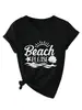 Beach Please Amazon Ebay Sitio Independiente Camiseta Casual y Versátil para Mujer de Manga Corta y Cuello en V Camiseta Básica