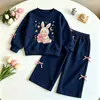 Conjunto de Sudadera con Estampado de Conejo y Pantalones Rectos para Niñas Pequeñas Primavera/Otoño Dos Piezas Múltiples Colores Disponibles Ropa Infantil Dropshipping