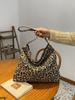 Bolso Tote Casual de Moda con Estampado de Leopardo de Gran Capacidad Estilo Lazy Bolsa de Compras Moda Lona de un Solo Hombro Bandolera para Mujer