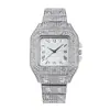 Moderna Cuadrada Full Diamante Escala de Números Romanos Reloj de Dama Reloj de Cuarzo Negocios Correa de Acero Reloj de Pulsera para Mujeres Venta al por Mayor
