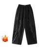Calça de Lã com Forro, Novo Estilo Outono 2026, Calça Banana Feminina com Cintura Elástica, Calça Casual Longa para Mulheres