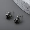 Pendientes de botón con cuentas redondas de garra de águila de ágata negra con personalidad retro para hombre de Amazon Fashion, joyería al por mayor