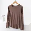 Camisa Base com Costura Canelada de Manga Longa Tamanho Grande para Mulheres Plus Size, Novo Estilo Outono 2023, Camiseta Fina Solta para Primavera e Outono para Usar em Camadas ou Sozinha